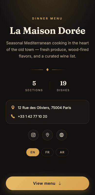 Menutiq menu theme E